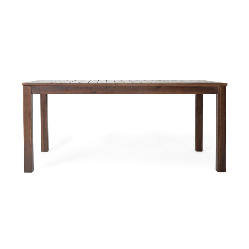 Feya Outdoor Dining Table, 69" Rectangular Top, Brown Acacia Wood - Benzara