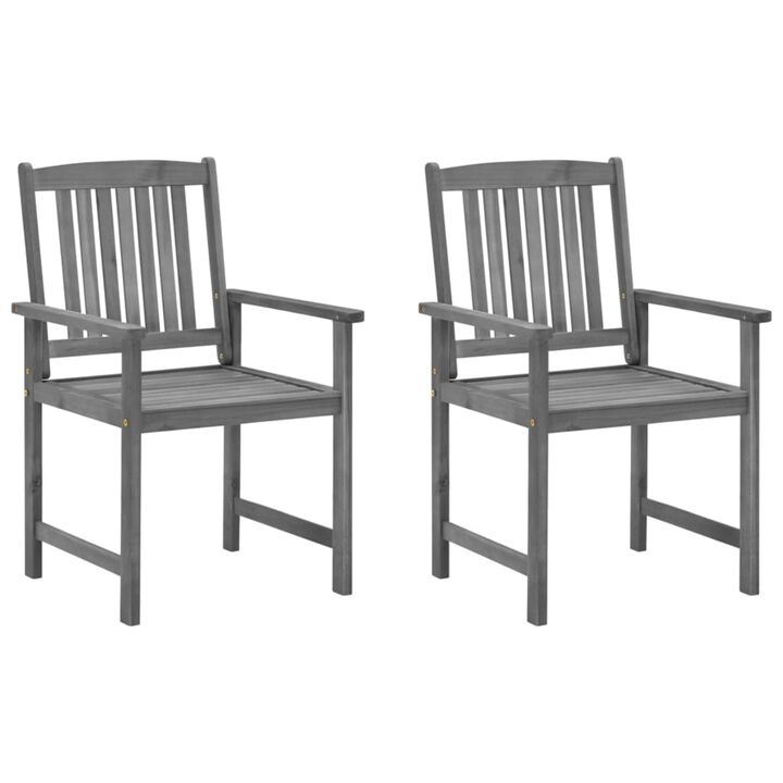 vidaXL Director's Chairs with Cushions 2 pcs Gray Solid Acacia Wood