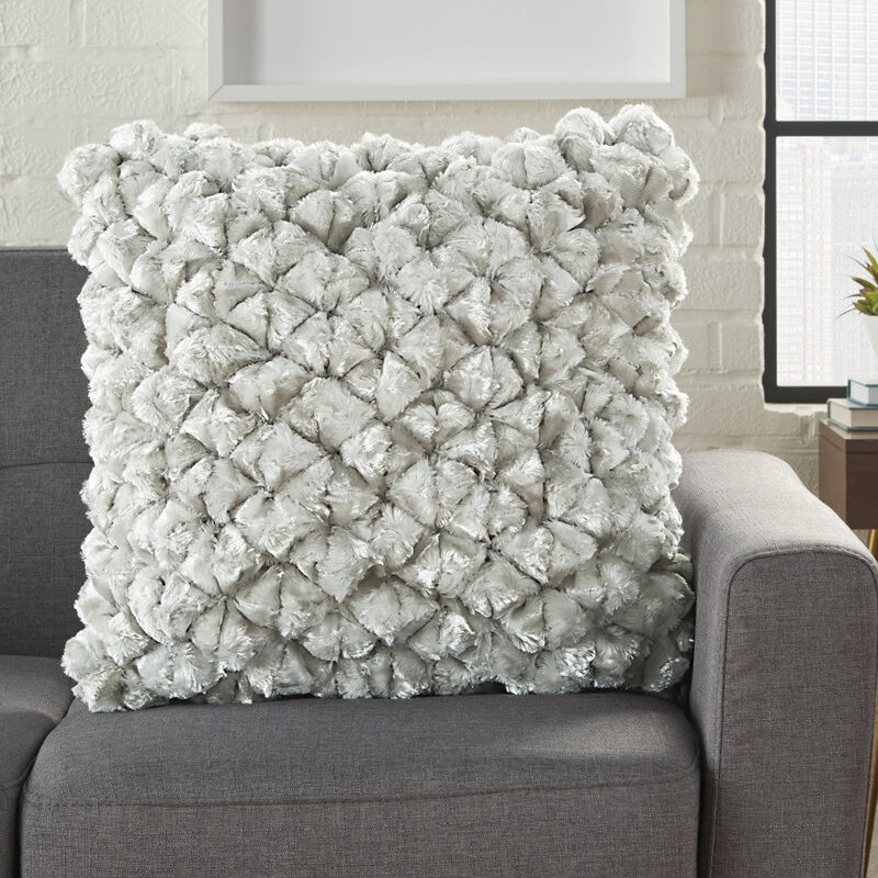 Hivvago 20" Gray Silky Soft Velvet Bunches Throw Pillow