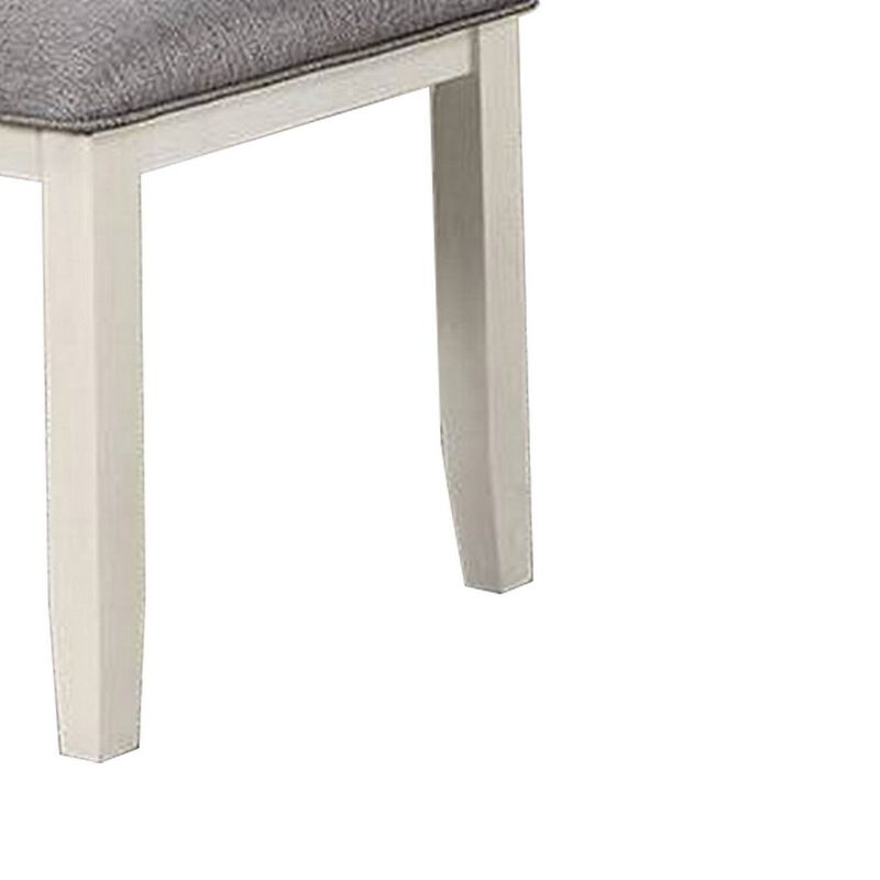 Lexi 24 Inch Classic Dining Side Chair, Padded Seat, Set of 2, Gray, White - Benzara