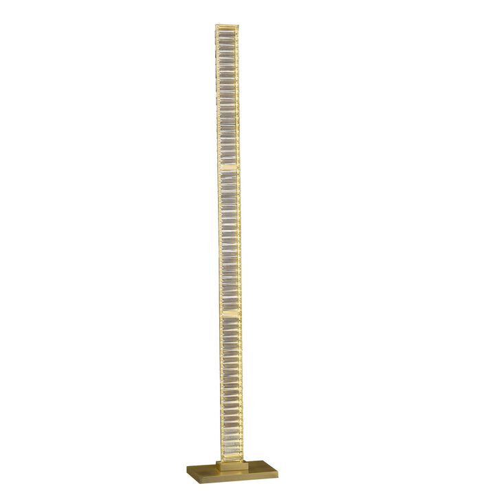 Lizy 62 Inch Floor Lamp with Crystal, LED Metal Frame, Antique Brass - Benzara