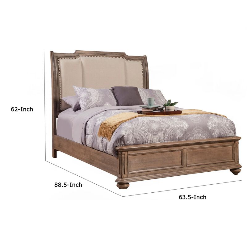 Melbourne Queen Sleigh Bed w/Upholstered Headboard, French Truffle