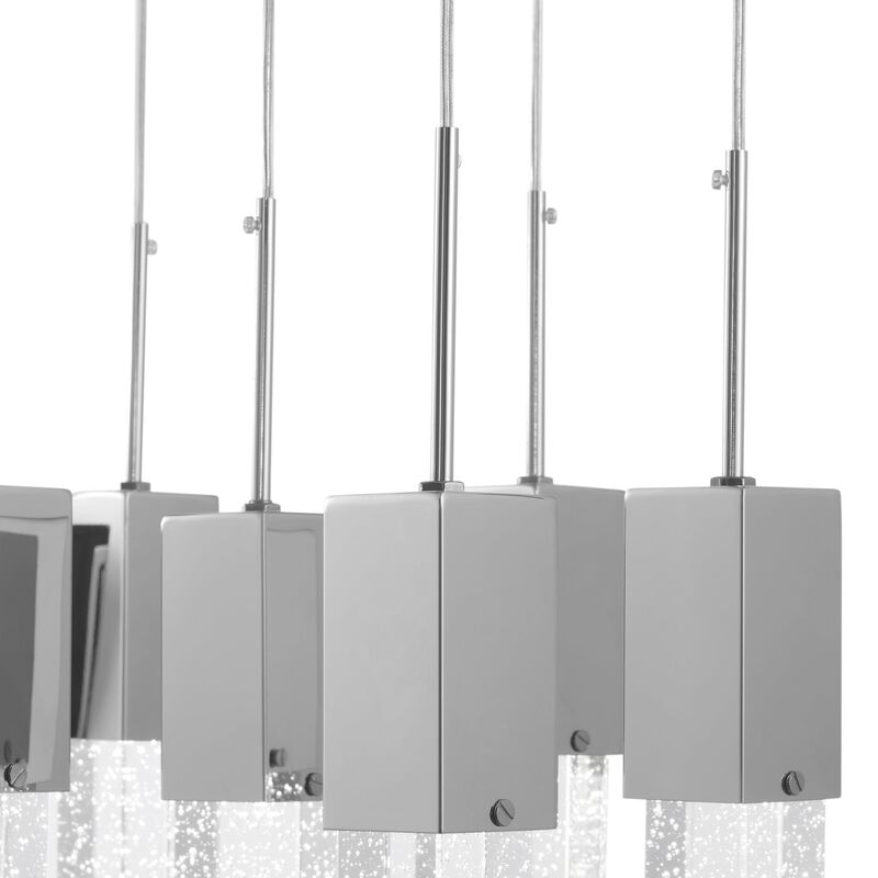 Sparkling Night Chandelier Chrome Metal and Acrylic 15 LED Light Dimmable