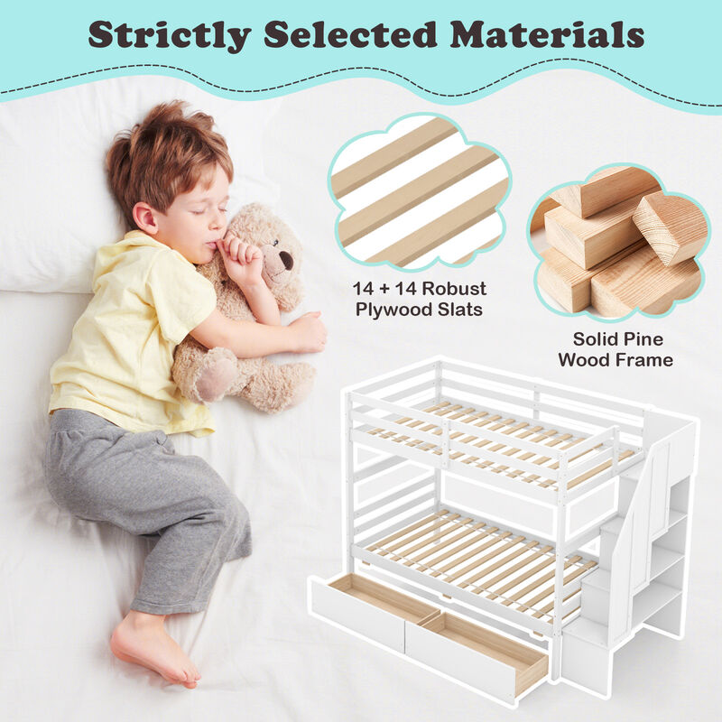 Bunk Bed with Storage Stairs and Drawers