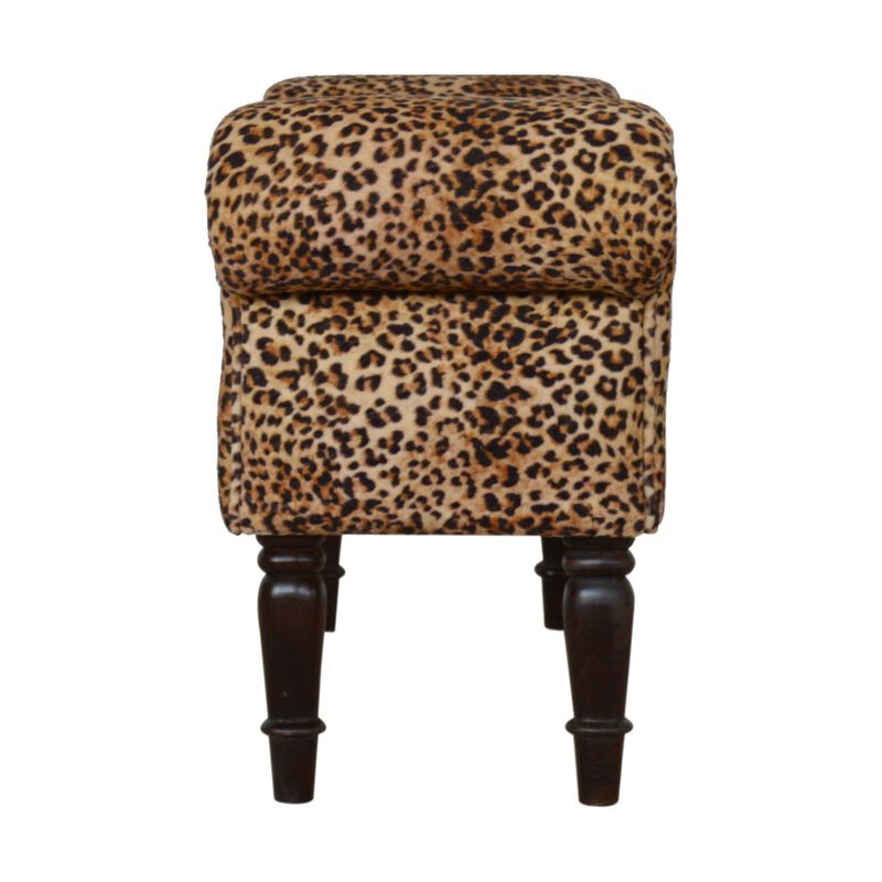 Leopard Print Velvet Solid Wood Uphlolestry  Bench