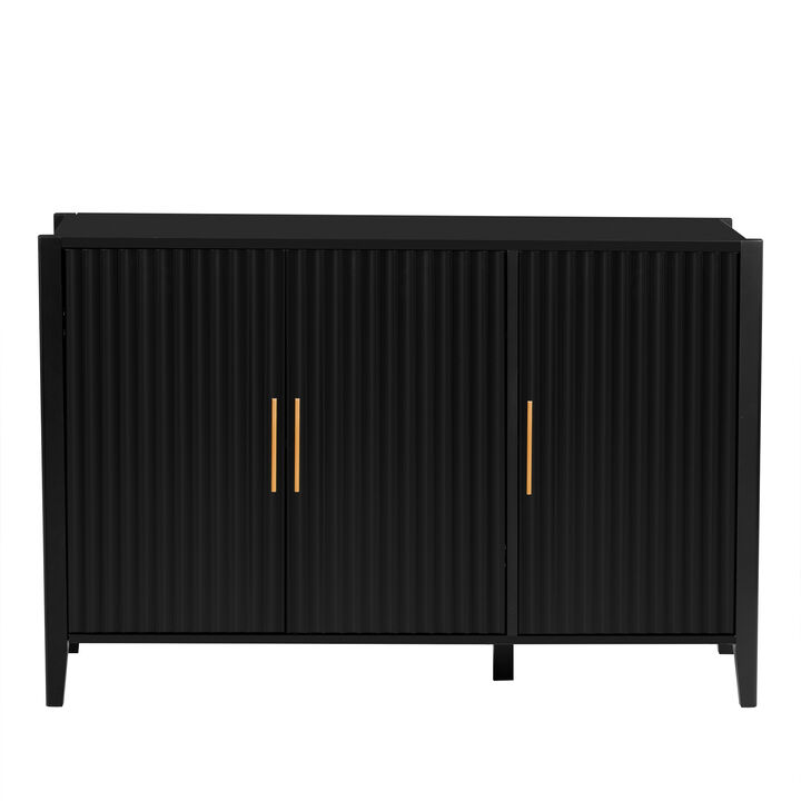 Featured Three-door Storage Cabinet with Metal Handles
