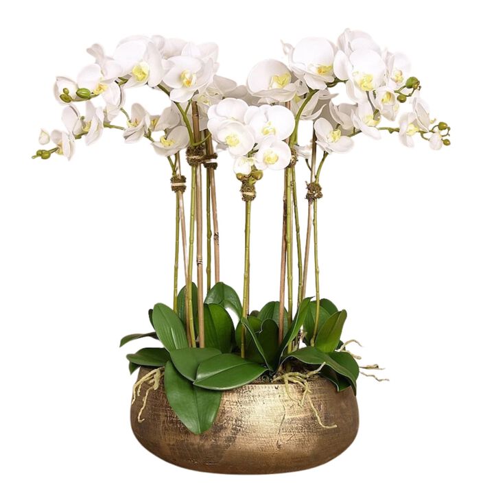 Faux Floral Arrangement -Orchid Centerpiece -  28"