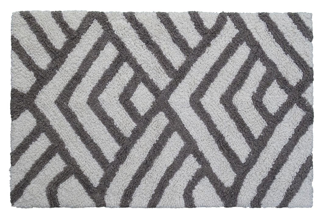 20"x32" Reversible Bathroom Rug Grey & Ivory