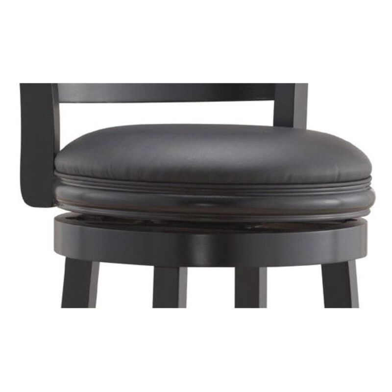 Hivvago Black 29-inch Swivel Seat Barstool with Faux Leather Cushion Seat