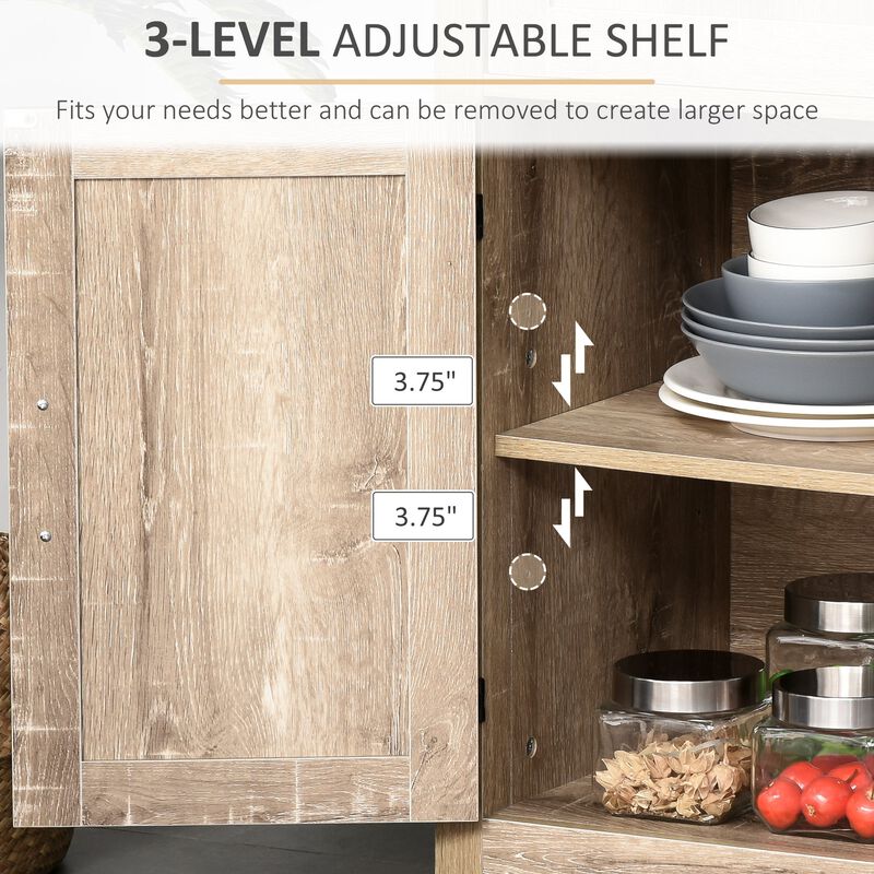 Oak Kitchen Storage: Wooden Farmhouse Sideboard with Drawer