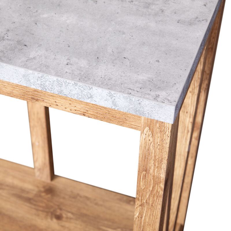Warm Oak/Marble Entry Table