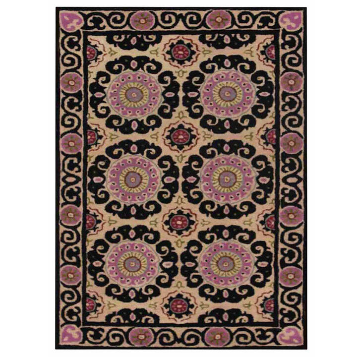 RUGSOTIC CARPETS HAND TUFTED WOOL ECO-FRIENDLY AREA RUGS  - 9'x12', Rectangle Shape, Beige Multicolor, Classic Oriental Traditional  Design, High Pile Thick Handmade Anti Skid Area Rugs (K00208)