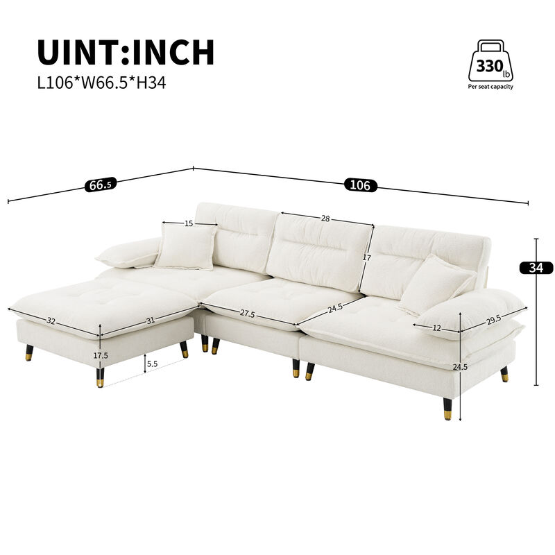 Merax L shaped Convertible Tufted Sectional Sofa