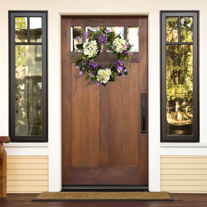 Nearly Natural 24-in Hydrangea Berry Wreath