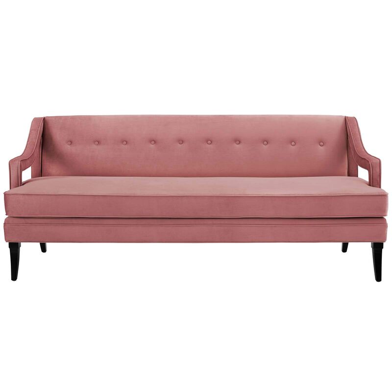 Modway Concur Mid-Century Modern Upholstered Velvet Sofa In Dusty Rose