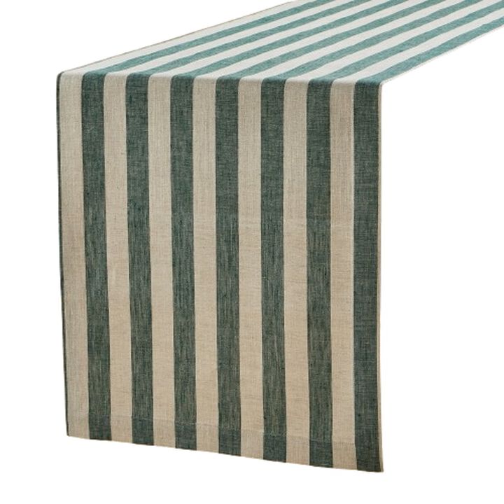 Solino Home 100% Pure Linen Table Runner 14 x 72 Inch | Sorrento Stripe