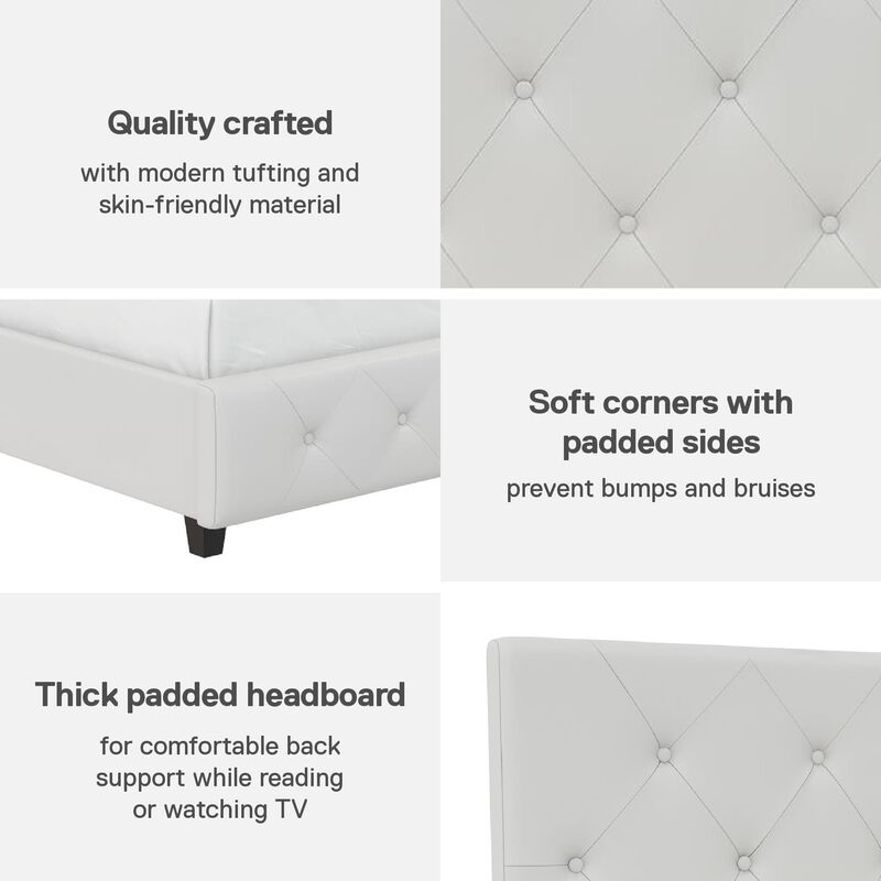 Atwater Living Dana Upholstered Bed, Full, White Faux Leather