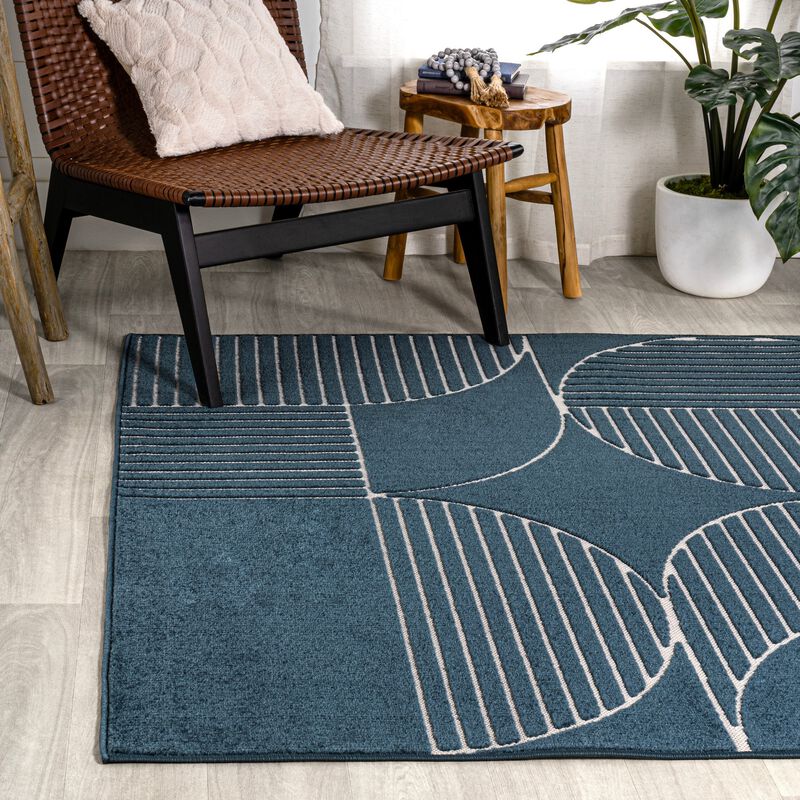Nordby High-Low Geometric Arch Scandi Striped Indoor/Outdoor Area Rug
