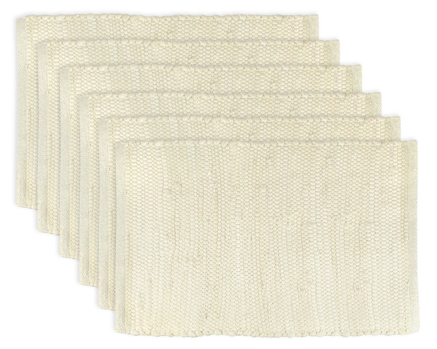 Set of 6 White Chunky Rectangular Placemats 19"