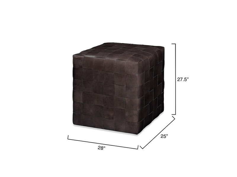 Woven Leather Ottoman