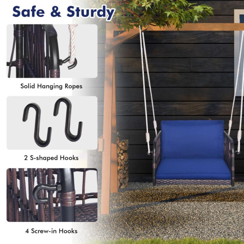 Hivvago Single Person Hanging Seat with Seat and Back Cushions-Navy