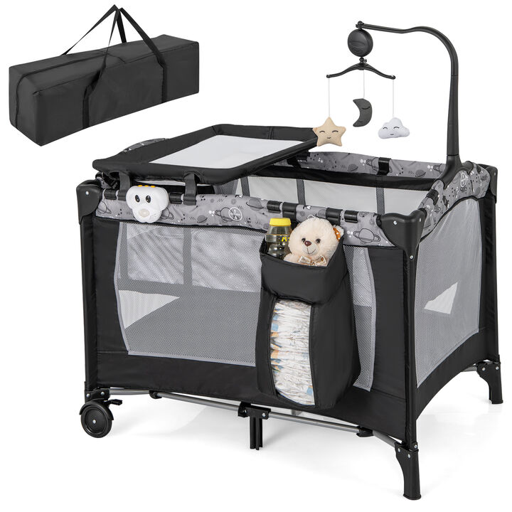 Multi-Functional Baby Playpen with Mattress and Removable Changing Table