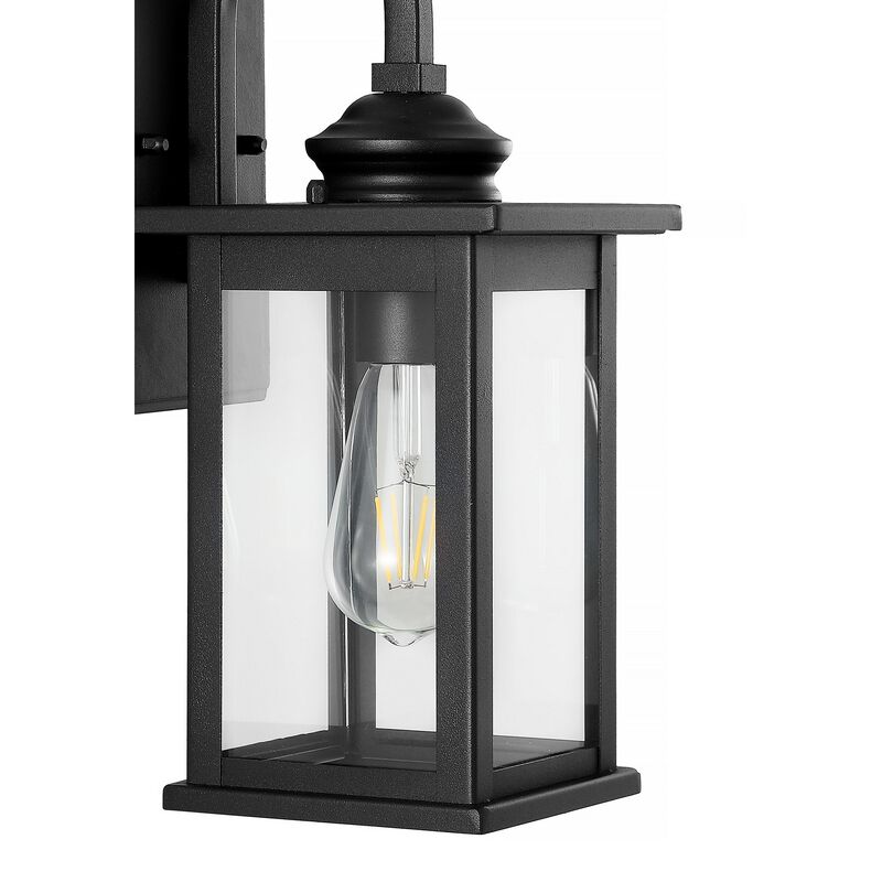 Cary 1-Light Iron/Glass Traditional Modern Lantern LED Outdoor Sconce
