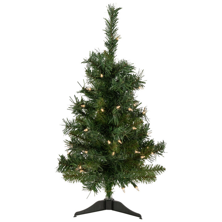 2' Pre-Lit Medium Aspen Pine Artificial Christmas Tree  Clear Lights