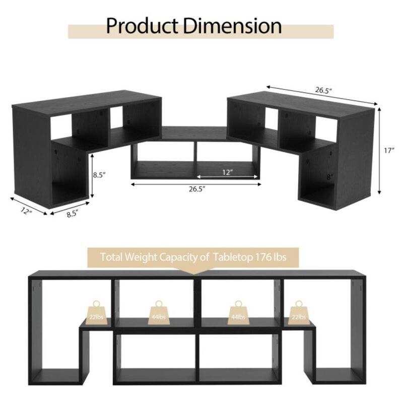 Hivvago 3 Pieces Console TV Stand for TVs up to 65 Inch with Shelves
