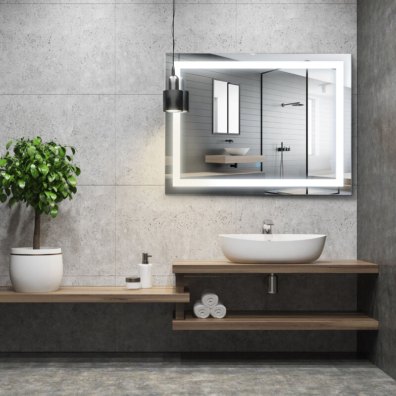 Smart Bathroom Mirror: 32x24" LED Wall-Mounted Vanity with Touch Controls