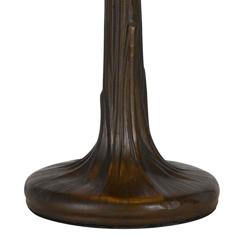 Tree Like Metal Body Tiffany Table lamp with Conical Shade,Bronze and Beige-Benzara