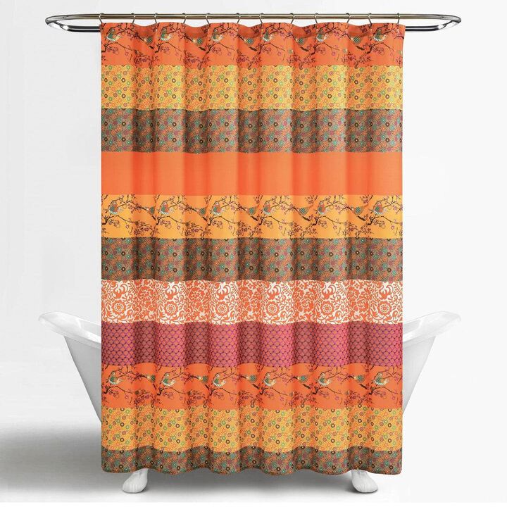 Floral Damask Polyester Shower Curtain – Boho Birds Design, Stylish & Machine-Washable
