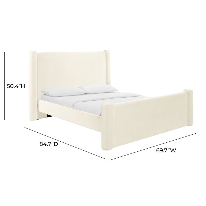 Athara Cream Velvet Full Bed