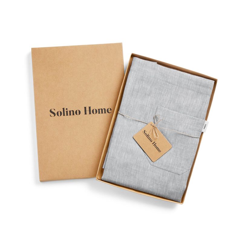 Solino Home 100% Pure Linen Bib Apron 33 x 30 Inch