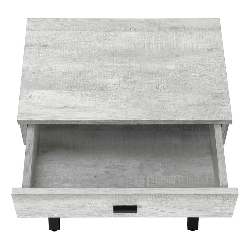 Monarch Specialties I 3451 Accent Table, Side, End, Nightstand, Lamp, Storage Drawer, Living Room, Bedroom, Metal, Laminate, Grey, Black, Contemporary, Modern