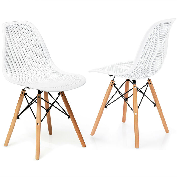 Costway 2PCS Modern DSW Dining Chair Office Home w/ Mesh Design Wooden Legs Black