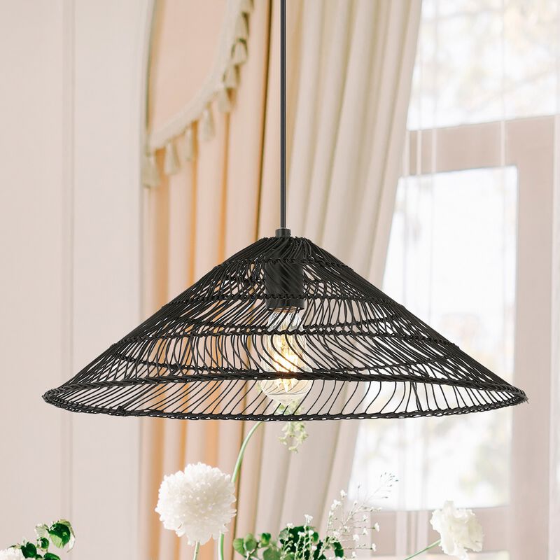 Nova Farmhouse Coastal Rattan LED Pendant