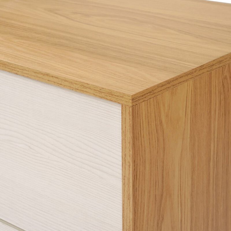 LuxenHome Natural and White 40.9-Inch Tall 4-Drawer Chest
