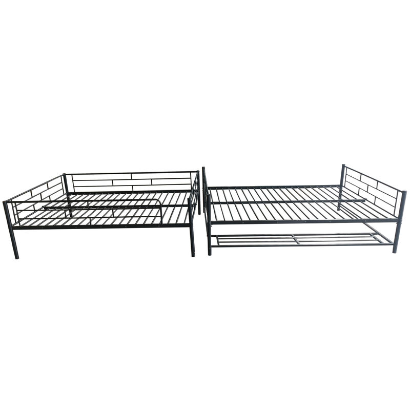 Merax Metal Bunk Bed with Shelf and Guardrails