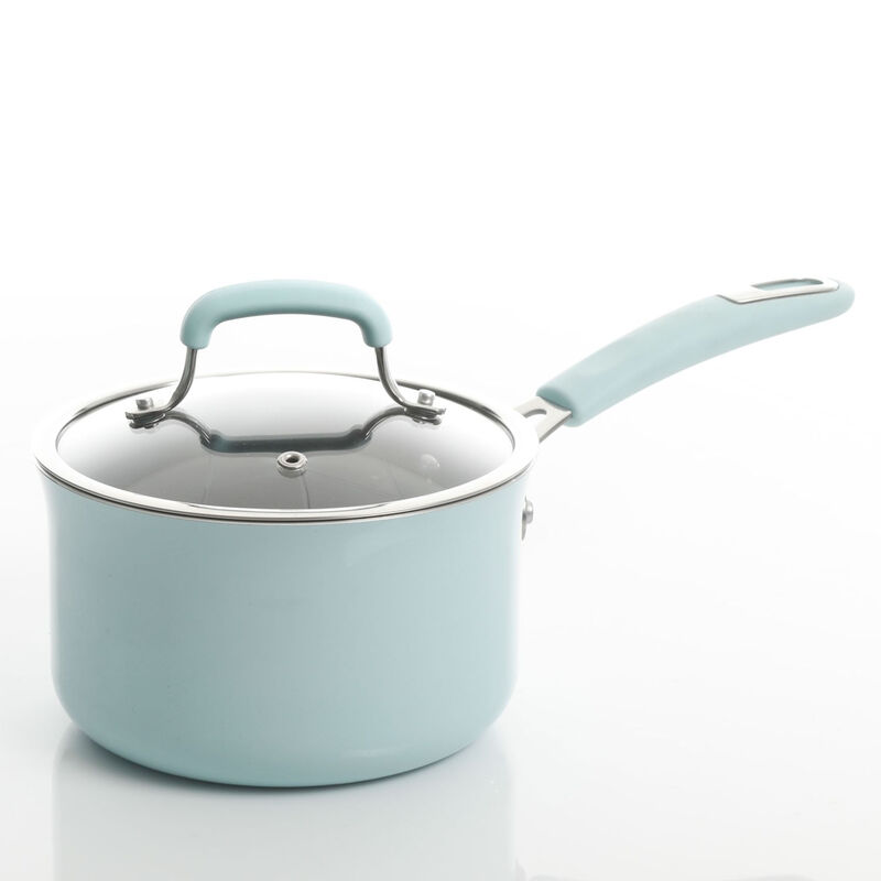 Kenmore Elite Andover 10 Piece Nonstick Aluminum Cookware Set in Glacier Blue