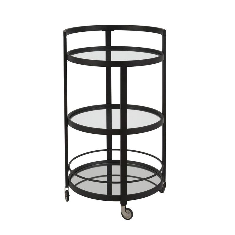 Hudson&Canal Hause 21'' Wide Round Bar Cart in Blackened Bronze