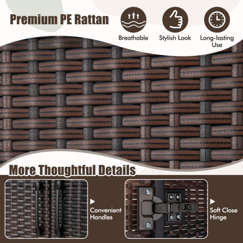 Hivvago 62 Inch Wicker Wardrobe with 2 Doors PE Rattan Closet with Hanging Rod