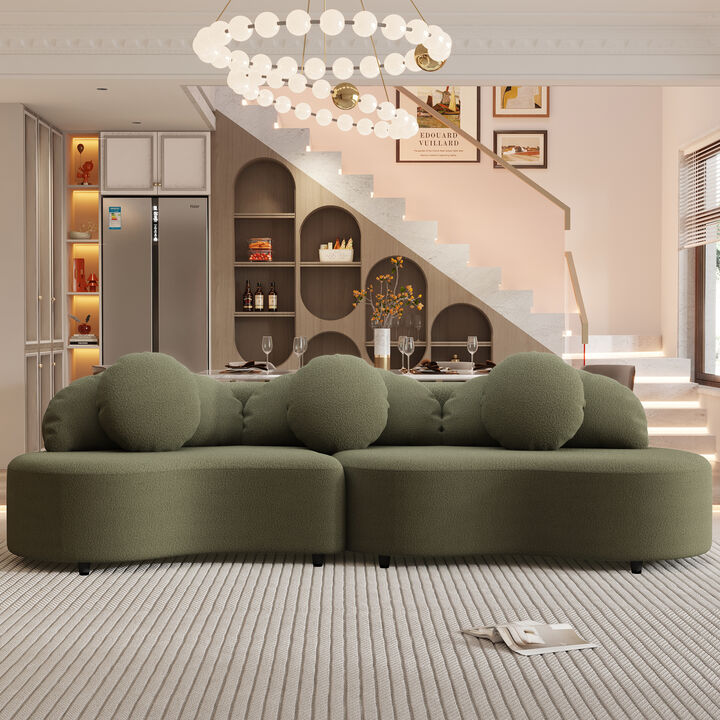 Merax Modern Curved Design Lamb Velvet Sofa