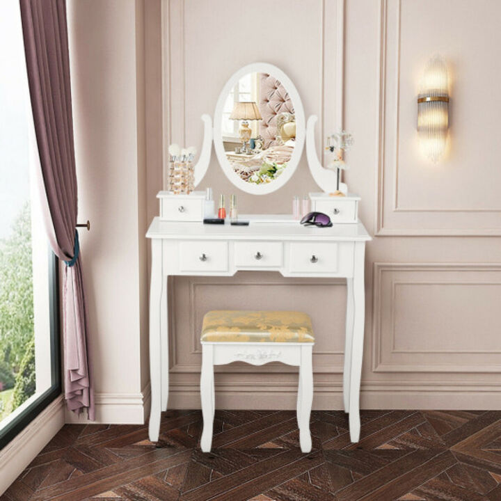 Vanity Make Up Table Set Dressing Table Set with 5 Drawers