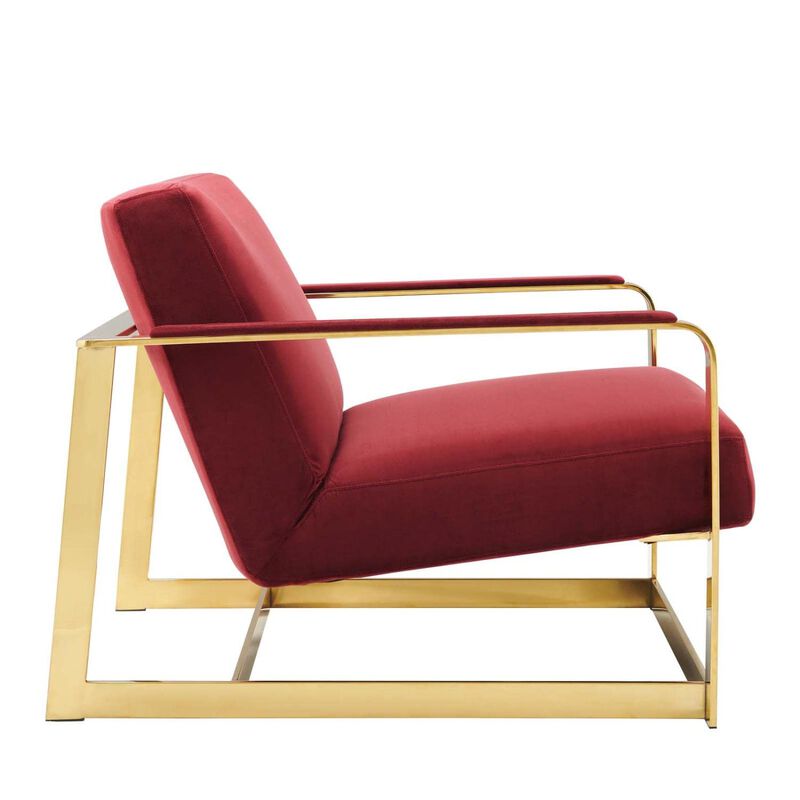 Modway Seg Performance Velvet Accent Chair, Gold Maroon