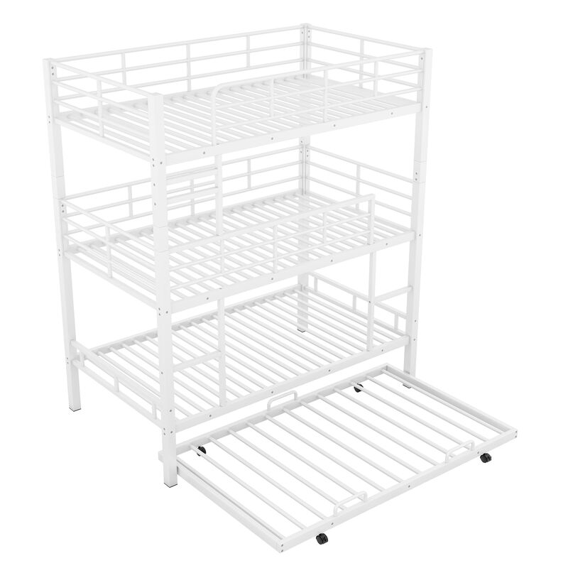 Merax Metal Triple Bunk Bed With Trundle