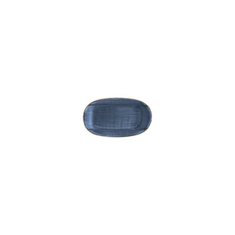 Dusk 6" x 3.5" x h:0.75" Oval Blue Porcelain Platter (Set of 2)