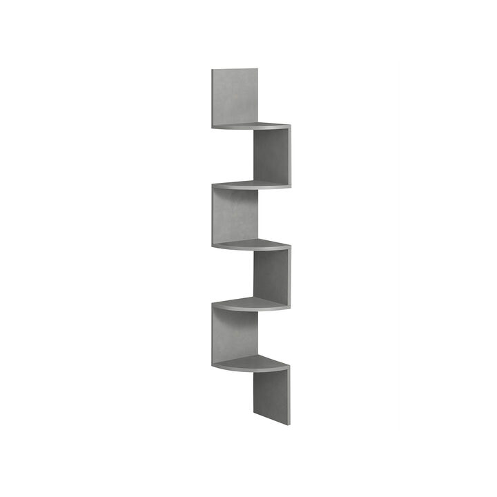 Modern 5-Tier Zigzag Floating Wall Shelf: Stylish Bookshelf for Unique Spaces