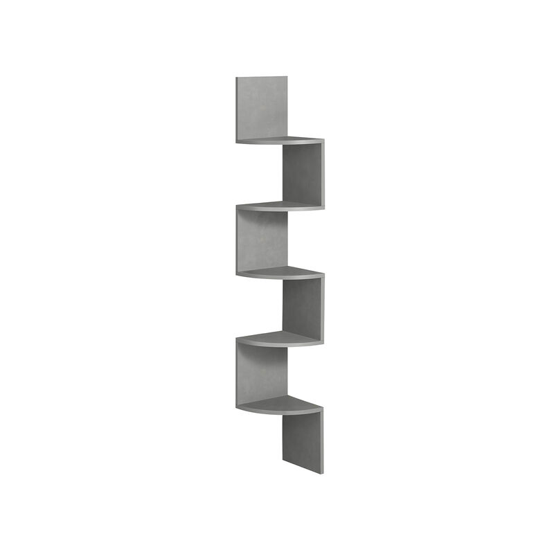 Modern 5-Tier Zigzag Floating Wall Shelf: Stylish Bookshelf for Unique Spaces