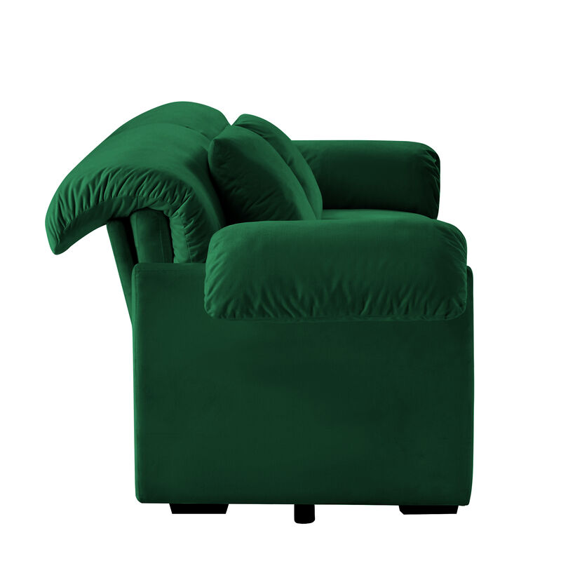 Merax Velvet Loveseat Sofa with Hidden Storage